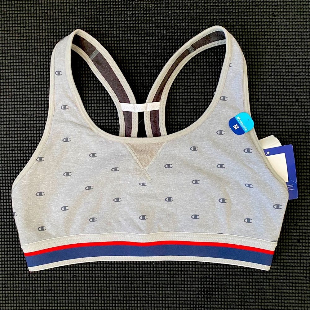 CHAMPION grey with logo print Sports Bra, sz M, NWT